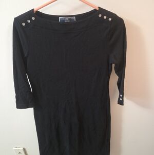 Karen Scott Black Knit 3/4 Sleeve Dress with Shoulder Buttons